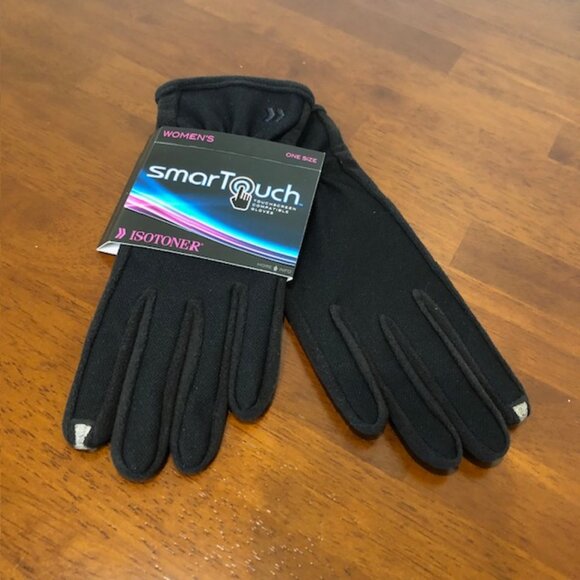 Isotoner Smartouch Women’s OS Black Gloves NWT - Picture 1 of 10
